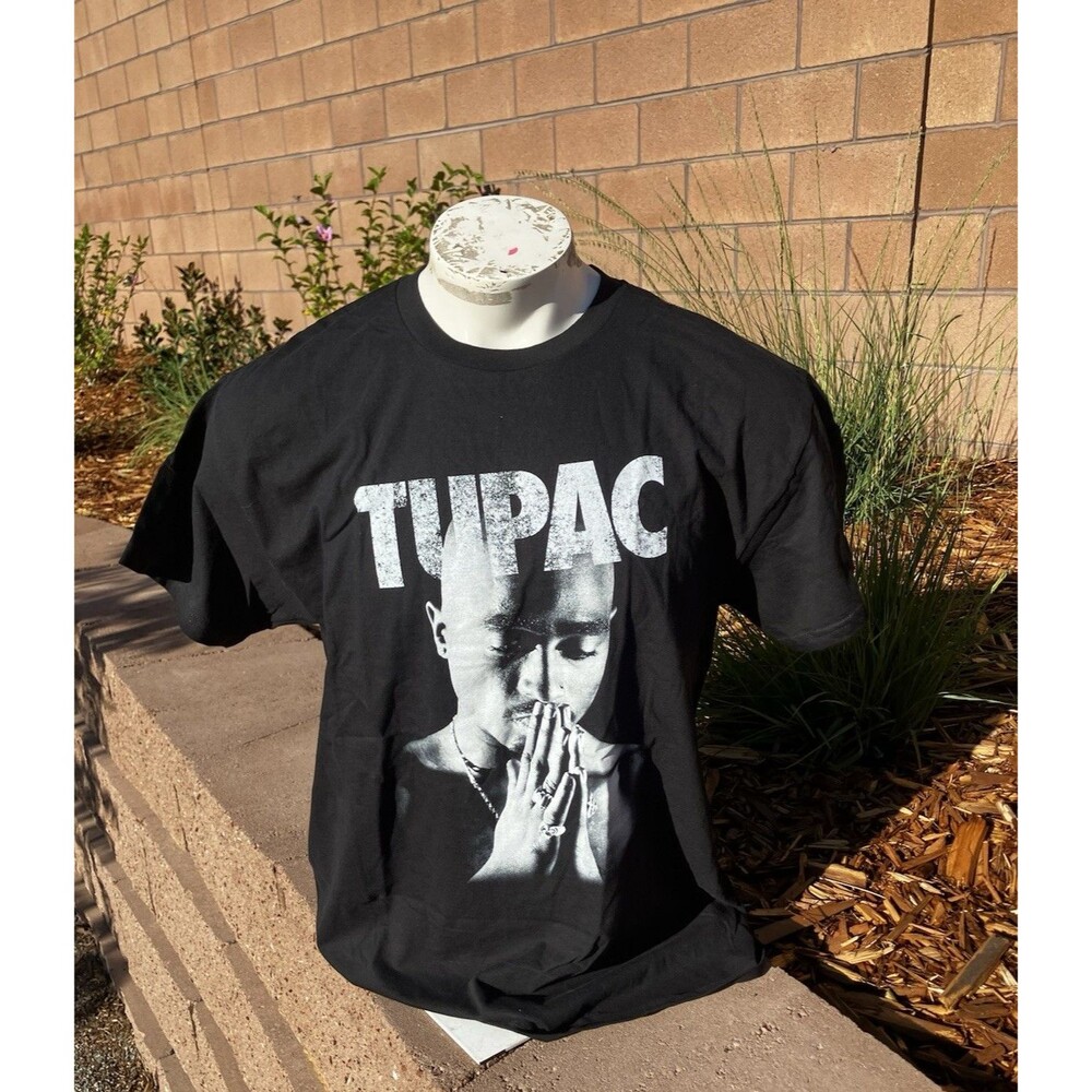 2Pac Tupac Praying Graphic T-Shirt Men’s L Black NWT Official Bravado